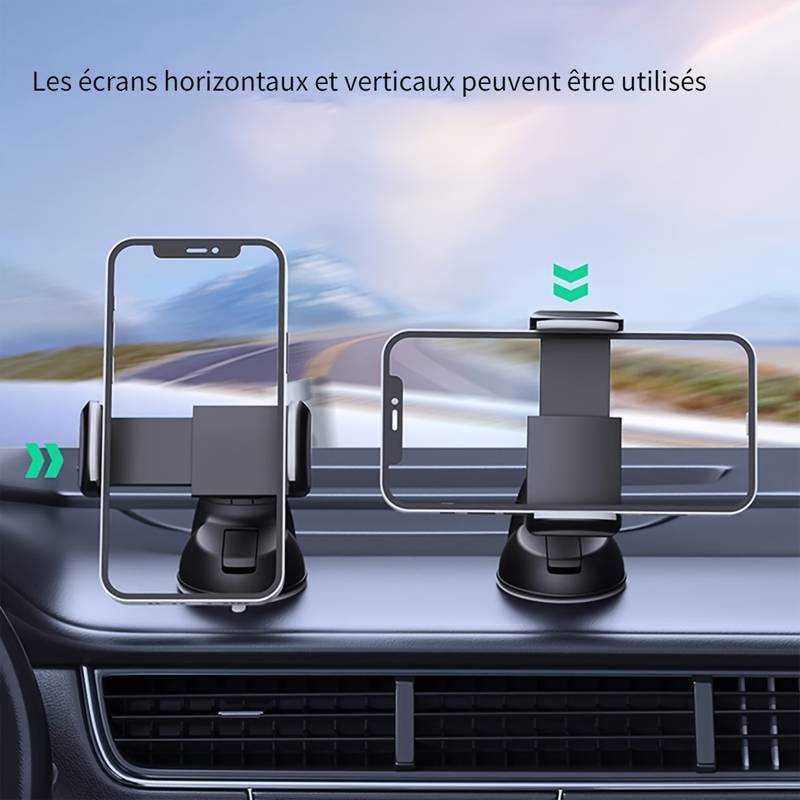Support ventouse ajustable sur le tableau de bord